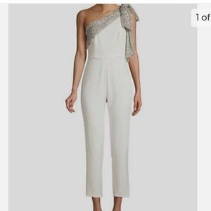 Jay Godfrey One shoulder white jumpsuit